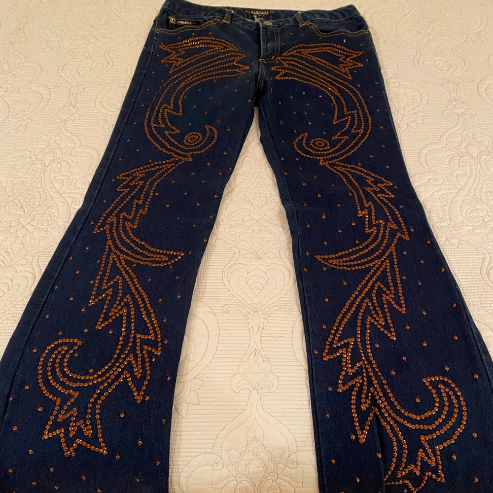🔥HP Vintage 🔥Rampage Studded Festival Boot Cut Jeans Size 7